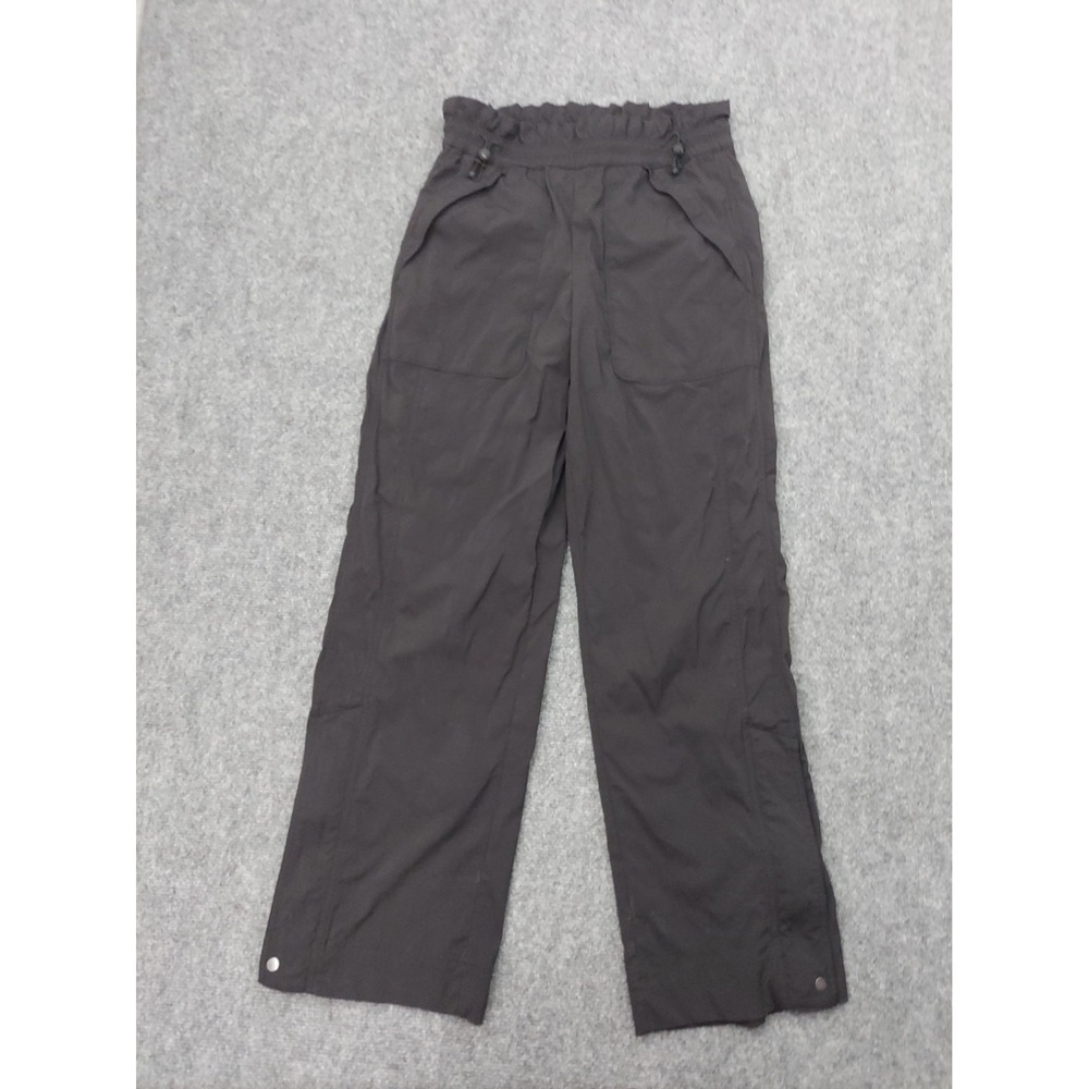 Athleta Trekkie Pants Womens 2 Black Parachute High Rise Pockets Ankle Zip